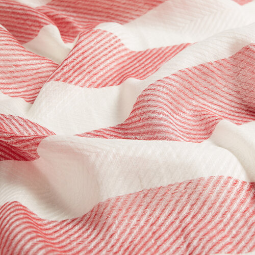 Red Block Striped Linen Cotton Scarf