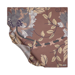 Red Cooper Ivy Flower Twill Silk Scarf - Thumbnail