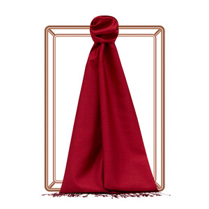 Red Plain Silk Scarf - Thumbnail