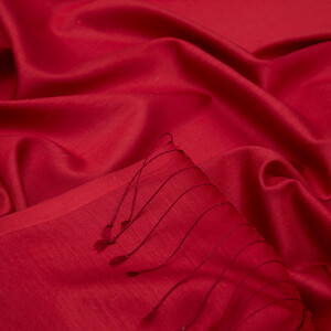 Red Plain Silk Scarf - Thumbnail