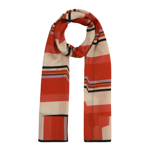 Red Powder Enigma Cotton Rayon Scarf