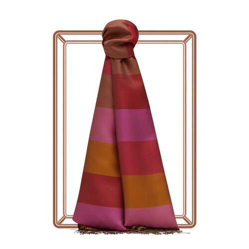 Rode Fuchsia Block Striped Reversible Silk Scarf