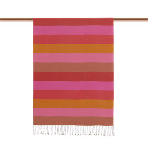 Rode Fuchsia Block Striped Reversible Silk Scarf - Thumbnail