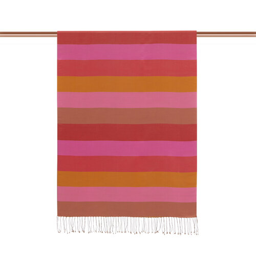 Rode Fuchsia Block Striped Reversible Silk Scarf