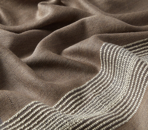 Sand Beige Multi Stripe Wool Silk Scarf