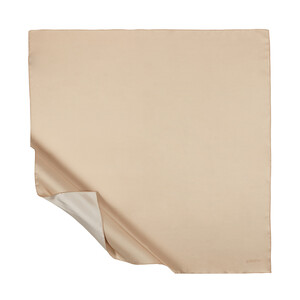 Sand Beige Plain Silk Twill Scarf - Thumbnail