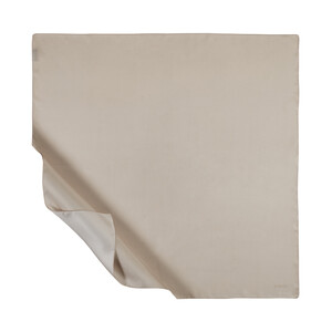 Sand Beige Plain Silk Twill Scarf - Thumbnail