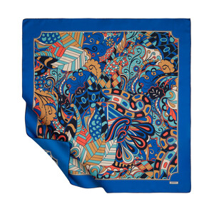 Sax Blue Carnival Twill Silk Scarf - Thumbnail