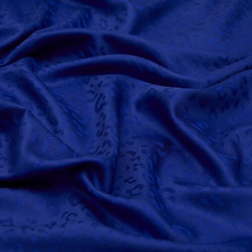 Sax Blue Leopard Jacquard Silk Scarf