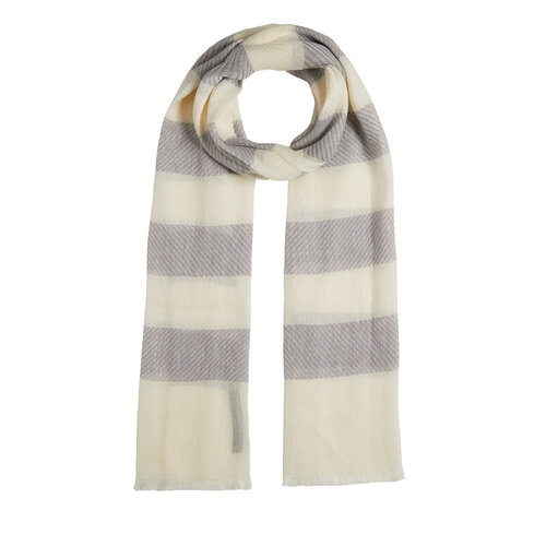 Silver Block Striped Linen Cotton Scarf