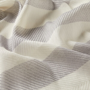 Silver Block Striped Linen Cotton Scarf - Thumbnail