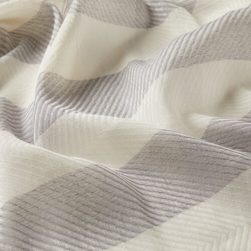 Silver Block Striped Linen Cotton Scarf