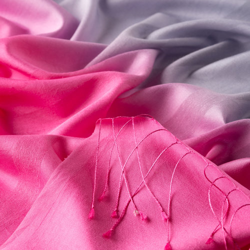 Silver Fuchsia Mono Striped Gradient Silk Scarf