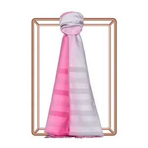 Silver Fuchsia Mono Striped Gradient Silk Scarf - Thumbnail