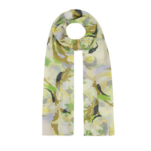 Stone Green Soulful Blooms Twill Silk Scarf - Thumbnail