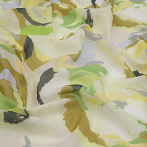 Stone Green Soulful Blooms Twill Silk Scarf - Thumbnail