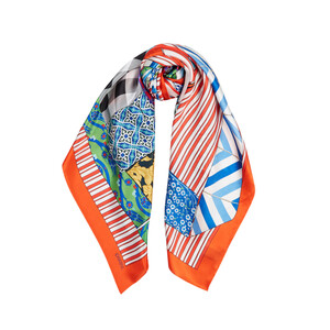 Sultan's Caftan Orange Twill Silk Scarf - Thumbnail