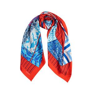 Sultan's Caftan Red Twill Silk Scarf - Thumbnail