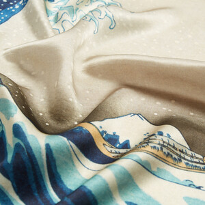 The Great Wave Off Kanagawa Satin Silk Pocket Square - Thumbnail