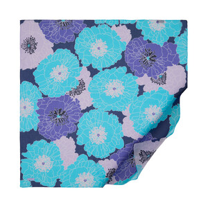 Turqoise Hydrangea Print Cotton Scarf - Thumbnail