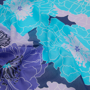 ipekevi - Turqoise Hydrangea Print Cotton Scarf (1)