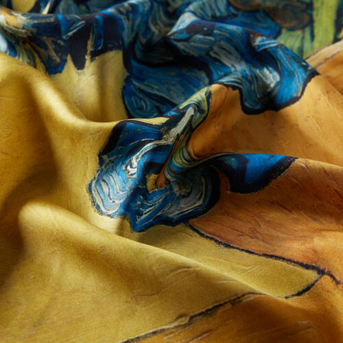 Vase with Irises Satin Silk Scarf