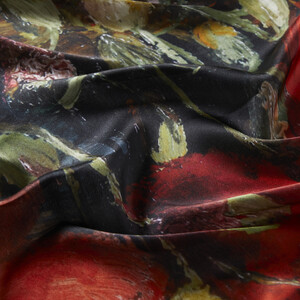 Vase with Poppies Satin Silk Scarf - Thumbnail