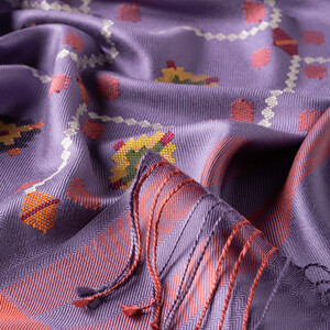 Violet Carpet Design Cross Stich Prime Silk Scarf - Thumbnail