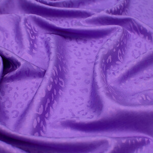 Violet Leopard Jacquard Silk Scarf - Thumbnail