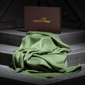 Walnut Green Wool Silk Scarf - Thumbnail