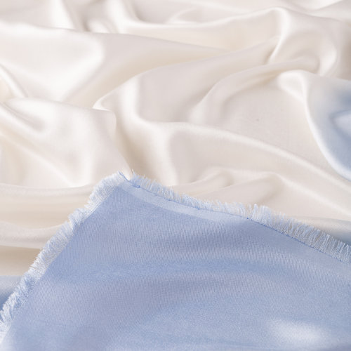 White Baby Blue Gradient Silk Scarf