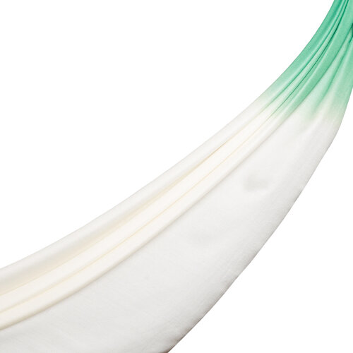 White Emerald Green Gradient Silk Scarf