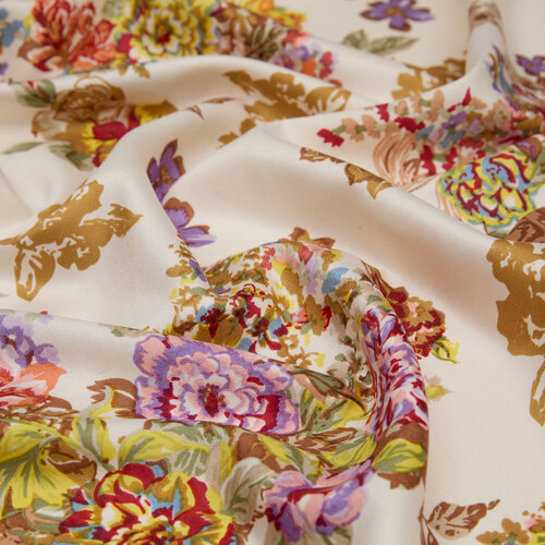 White Gold Waterside Garden Printed Silk Shawl