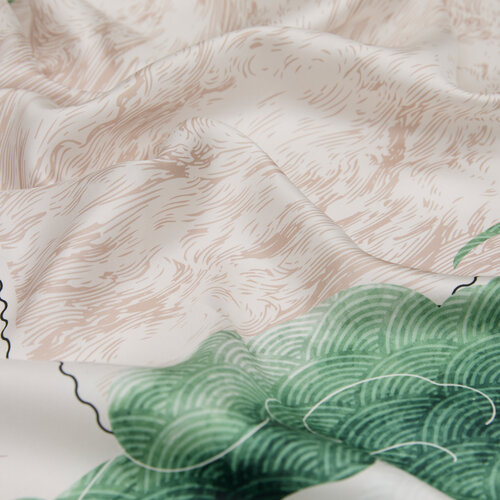 White Green Kyoto Garden Twill Silk Scarf