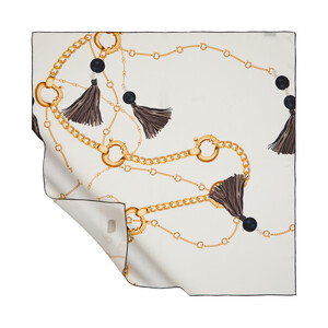 White Jewellery Twill Silk Scarf - Thumbnail