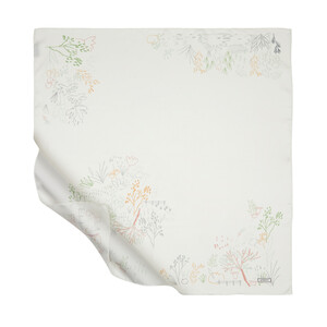 White Pretty Garden Twill Silk Scarf - Thumbnail