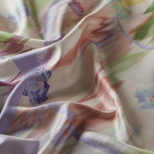 ipekevi - White Purple Crescent Twill Silk Scarf (1)