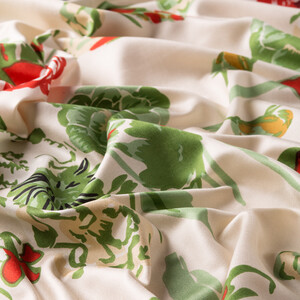 White Rose Print Silk Scarf - Thumbnail