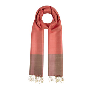 Wild Strawberry Peach Reversible Silk Scarf - Thumbnail