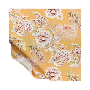 Yellow Fuji Print Silk Twill Scarf - Thumbnail