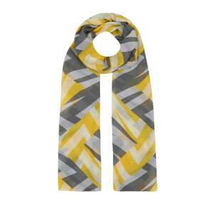 Yellow Grey Fourway Cotton Scarf - Thumbnail